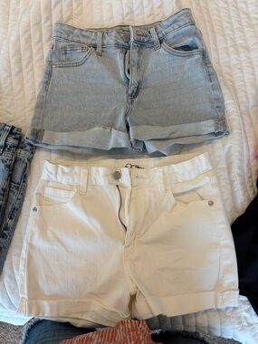 2pair  Roll-Cuff Jean Shorts